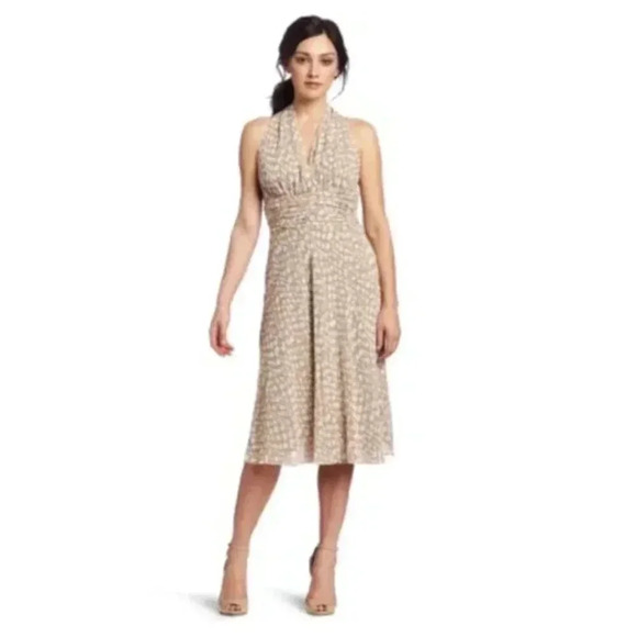 EVAN PICONE Blush Polka Dot Halter Dress Size 16 - Picture 1 of 9
